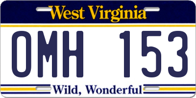 WV license plate OMH153