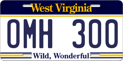 WV license plate OMH300