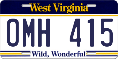 WV license plate OMH415