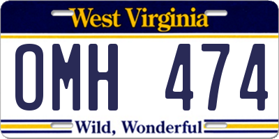 WV license plate OMH474