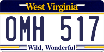 WV license plate OMH517