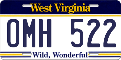 WV license plate OMH522