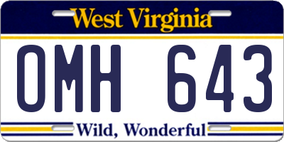 WV license plate OMH643
