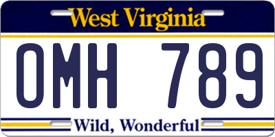 WV license plate OMH789