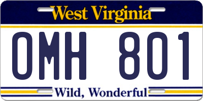 WV license plate OMH801