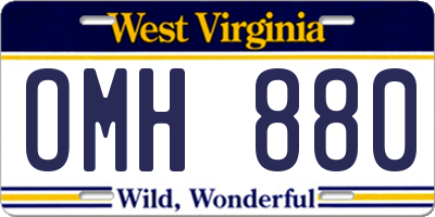 WV license plate OMH880