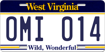 WV license plate OMI014