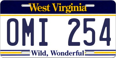 WV license plate OMI254