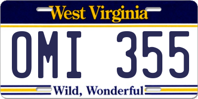 WV license plate OMI355