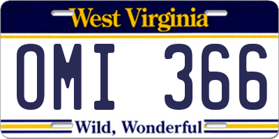 WV license plate OMI366