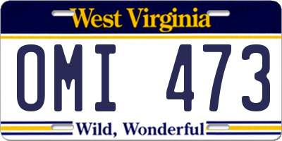 WV license plate OMI473