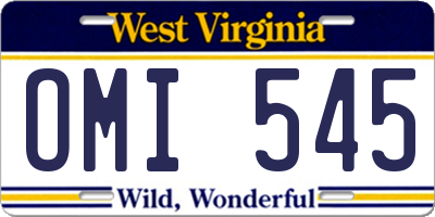 WV license plate OMI545