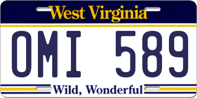 WV license plate OMI589