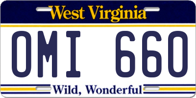 WV license plate OMI660