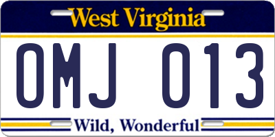 WV license plate OMJ013