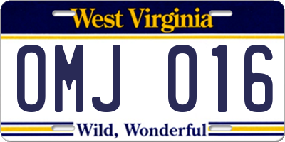 WV license plate OMJ016
