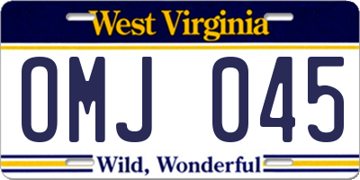 WV license plate OMJ045