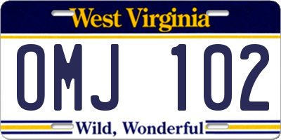 WV license plate OMJ102