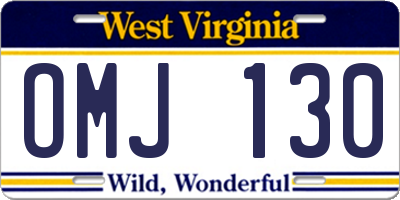 WV license plate OMJ130