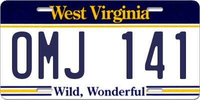 WV license plate OMJ141