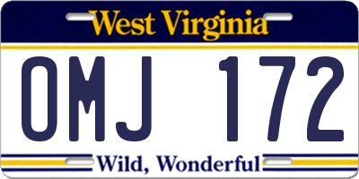 WV license plate OMJ172