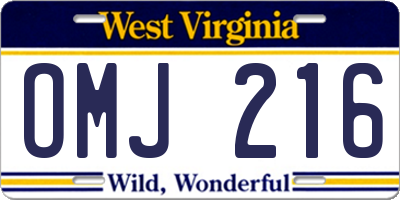 WV license plate OMJ216