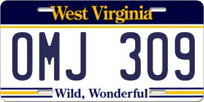 WV license plate OMJ309