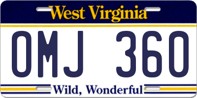 WV license plate OMJ360