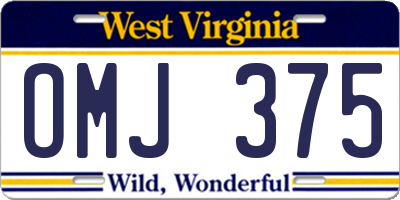 WV license plate OMJ375