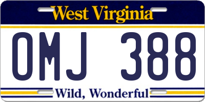 WV license plate OMJ388