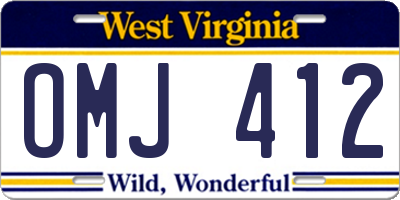 WV license plate OMJ412