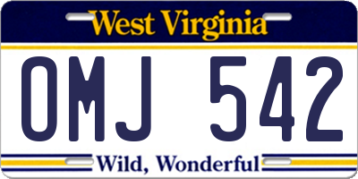 WV license plate OMJ542