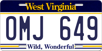 WV license plate OMJ649