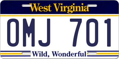 WV license plate OMJ701
