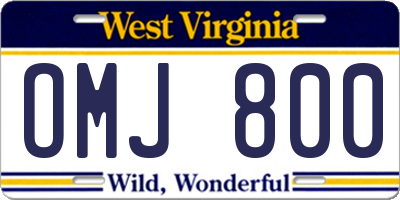WV license plate OMJ800