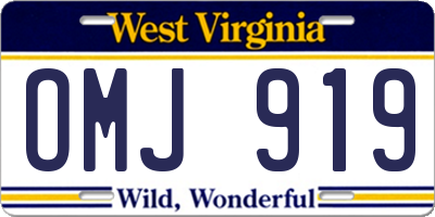 WV license plate OMJ919