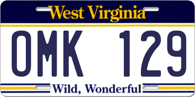 WV license plate OMK129
