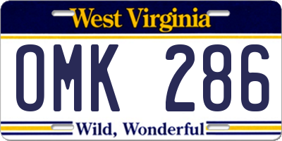 WV license plate OMK286