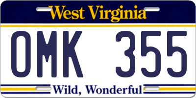 WV license plate OMK355