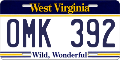 WV license plate OMK392