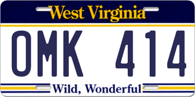 WV license plate OMK414