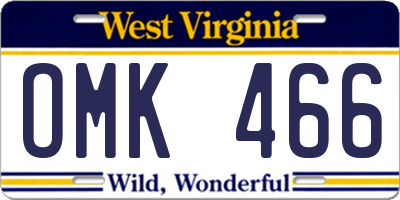 WV license plate OMK466