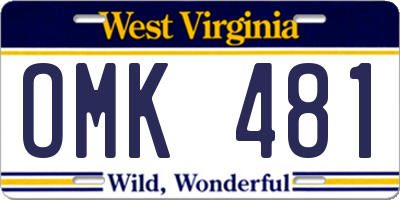 WV license plate OMK481