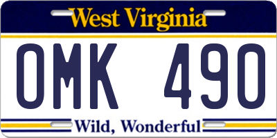 WV license plate OMK490
