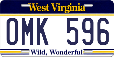 WV license plate OMK596