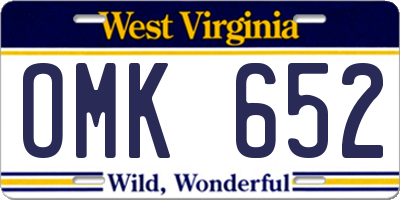 WV license plate OMK652