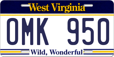 WV license plate OMK950