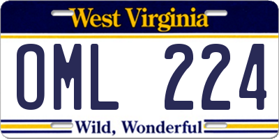 WV license plate OML224