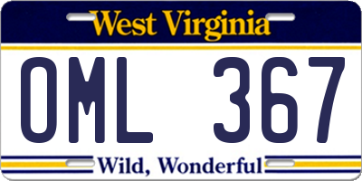 WV license plate OML367