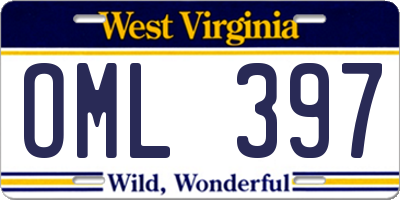 WV license plate OML397